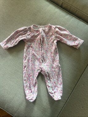 Kissy Kissy Pink Unicorn and Floral Footed One-Piece